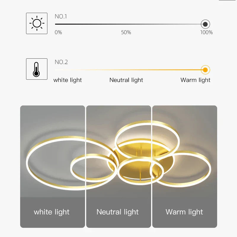 DecorBites™ ثريا سقف LED بتصميم حلقات إضاءة معلقة - إضاءة منزلية بلمسة عصرية