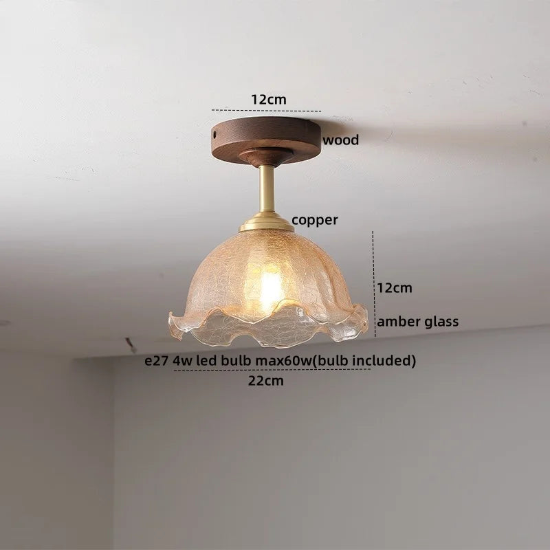 DecorBites™ Glass Wood LED Ceiling Light Nordic Design for Living Room & Corridor