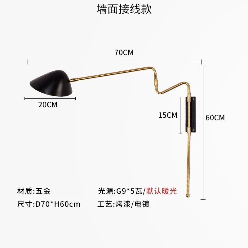 DecorBites™ Gold Rotatable LED Wall Lamp | Modern Nordic Rocker Arm Sconce