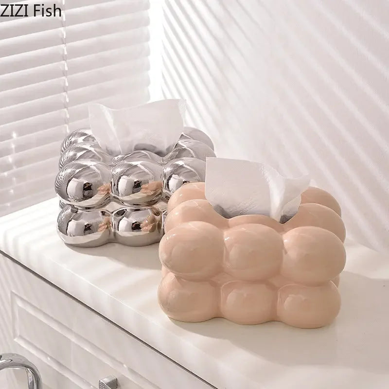 DecorBites™ Cotton Candy Ceramic Tissue Box - Modern Decor