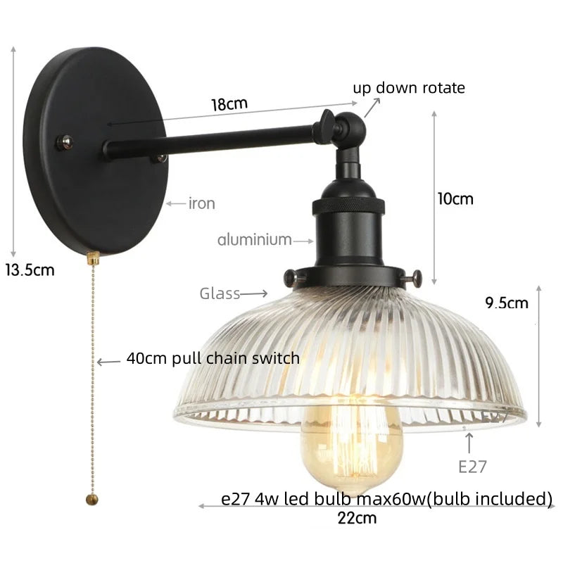 DecorBites™ Clear Glass LED Wall Sconce | Industrial Rural Stair Light Fixtures