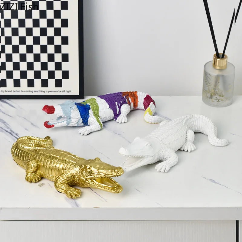 DecorBites™ Crocodile Resin Sculpture Desk Decoration: Creative Ornaments for Aesthetic Home Decor