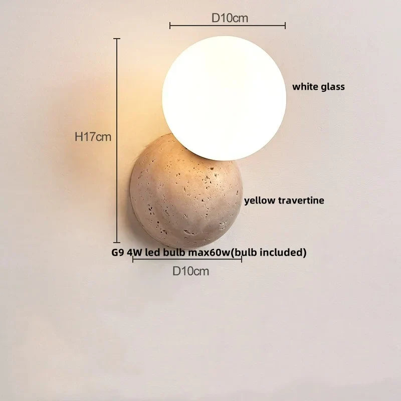 DecorBites™ LED Wall Lamp Pull Chain Yellow Stone Modern Mirror Light