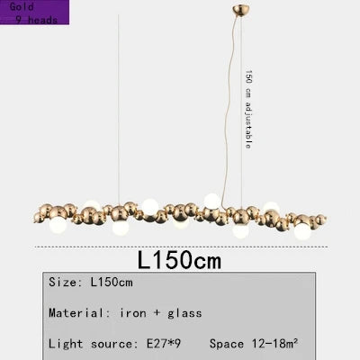 ثريا كاتربيلر LED من DecorBites™: مصباح معلق طويل أنيق لغرفة المعيشة، المطعم، الفندق