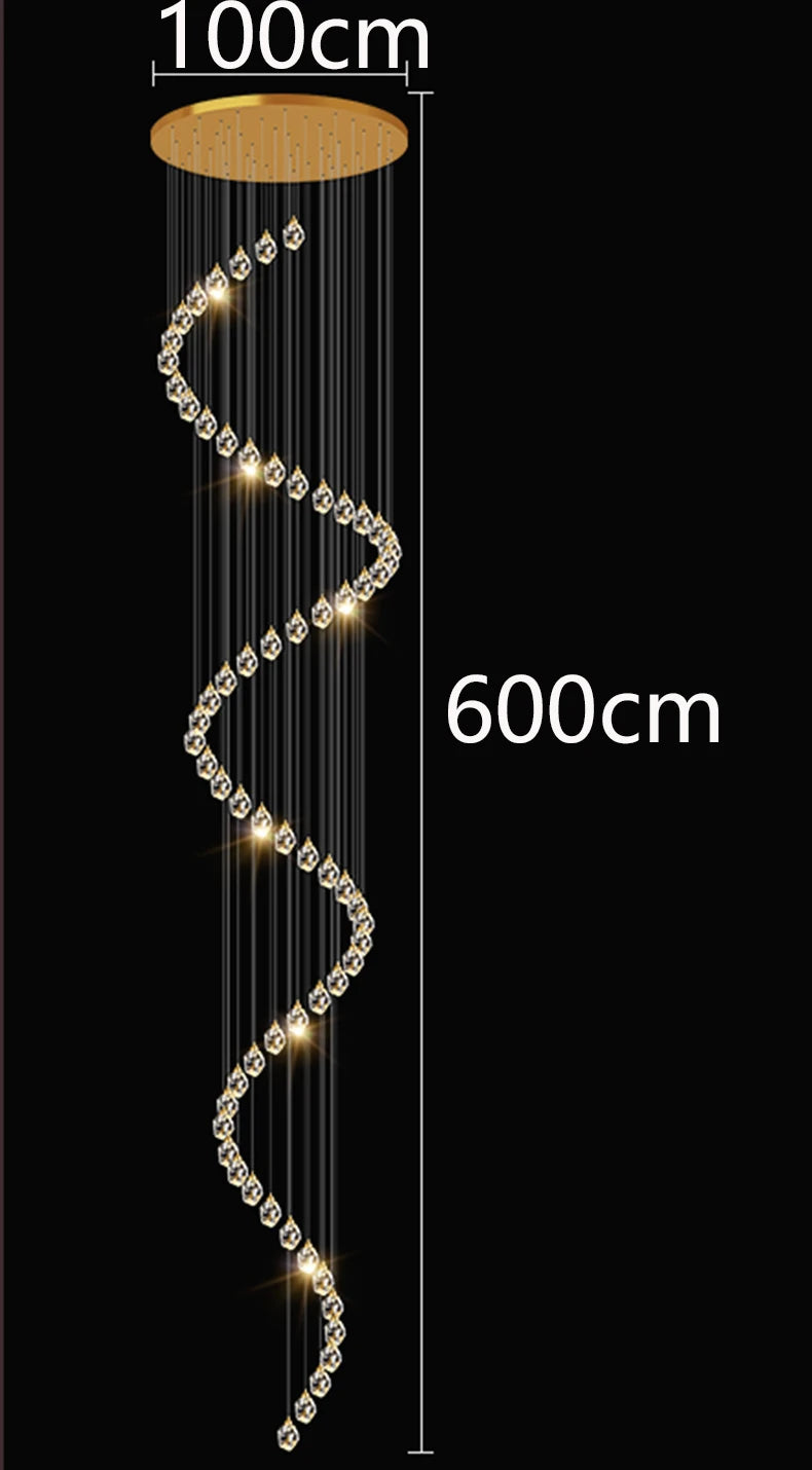 Modern Crystal Staircase Chandelier Pendant Light