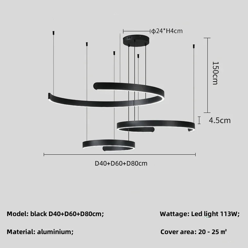 Modern Ring LED Pendant Light in Black or White