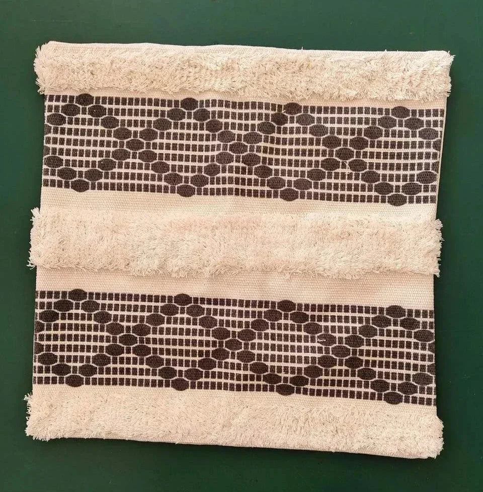 DecorBites™ Geometric Waves Tufted Pillow Covers with Embroidered Tassels