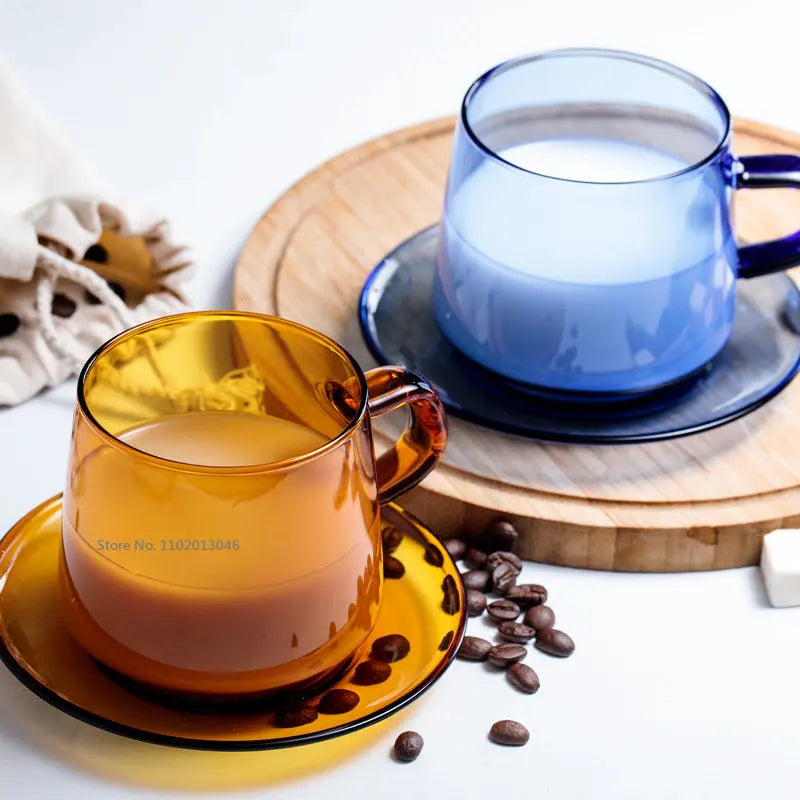 DecorBites™ 350ml Glass Coffee Mug Tea Juice Cup Heat Resistant Durable High Borosilicate