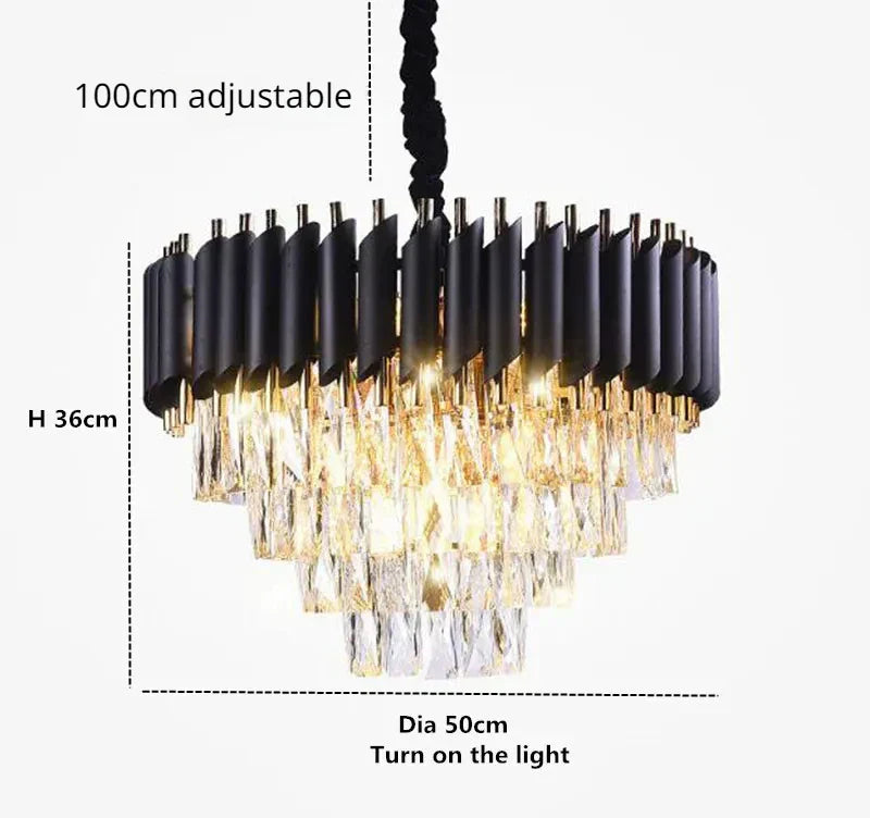 DecorBites™ ثريا كريستال ذهبية بتقنية LED للسقف لغرفة المعيشة والردهة