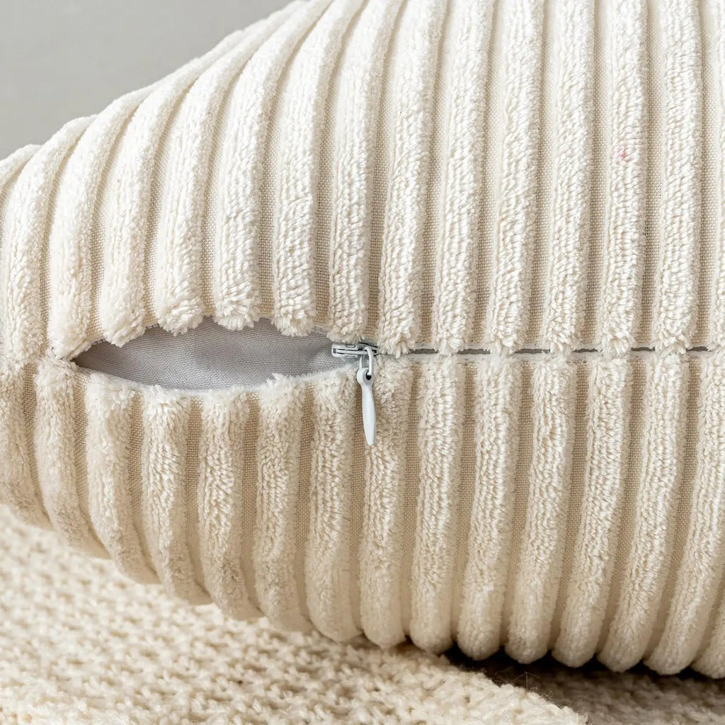 DecorBites™ Corduroy Striped Throw Pillow Covers - Soft Decorative Cushion Cases