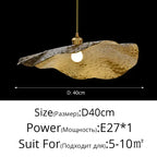 Vintage Lotus Leaf Gold Metal Pendant Light