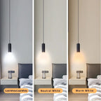 Modern Black Aluminum Cylindrical Pendant Light