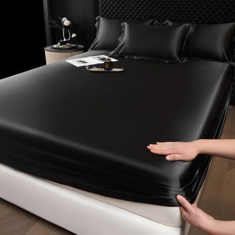 DecorBites™ 100% Mulberry Silk Fitted Sheet Set with Pillowcase - Luxury Solid Color Silk Bed Linen