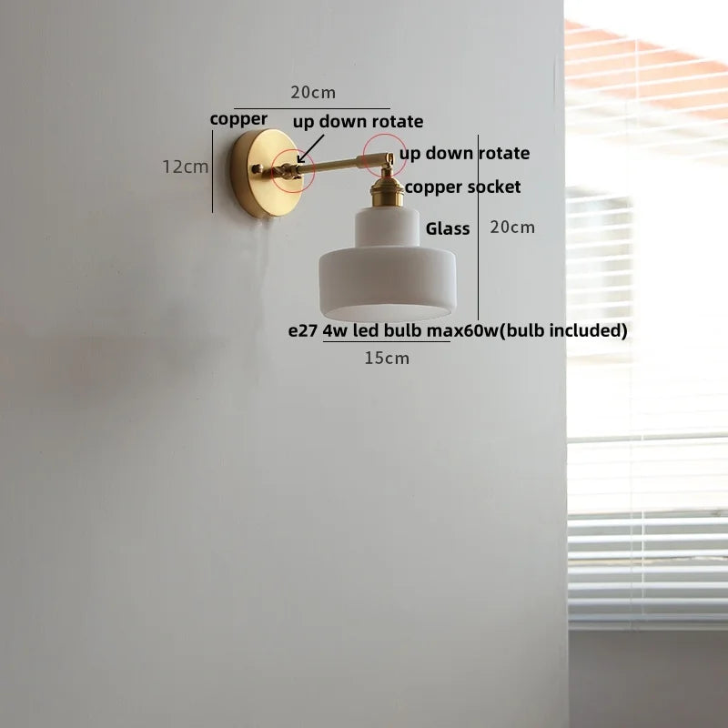 DecorBites™ Clear Glass LED Wall Lights Pull Chain Switch Modern Bedside Lamp