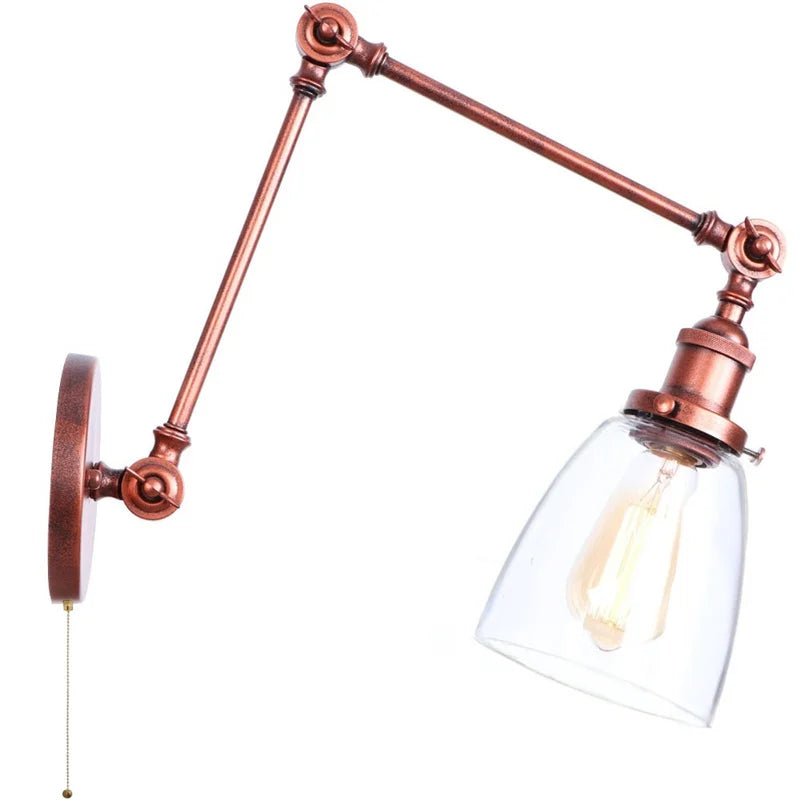 DecorBites™ Adjustable Glass Swing Arm LED Wall Sconce with Pull Chain Switch
