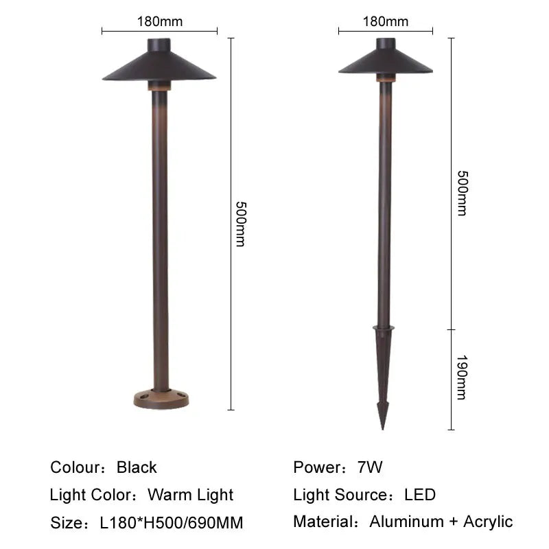 DecorBites™ مصباح الحديقة LED: مصباح موضعي من الألومنيوم المقاوم للماء للاستخدام الخارجي في الفناء، الحديقة، المنتزه، والممرات