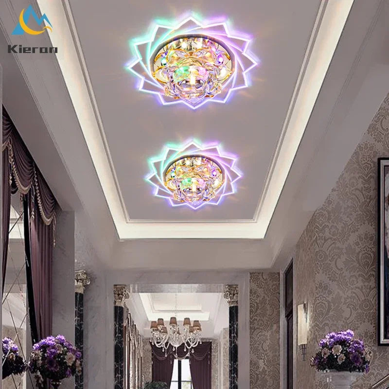 مصباح سقف لوتس كريستال ليد من DecorBites™، إضاءة نورديك ساطعة، طراز عصري