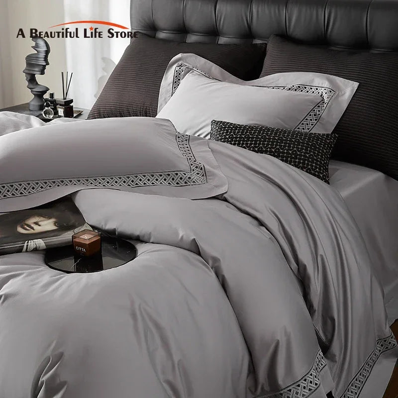 DecorBites™ Egyptian Cotton Luxury Hotel Bedding Set: Duvet, Sheet, Pillowcases