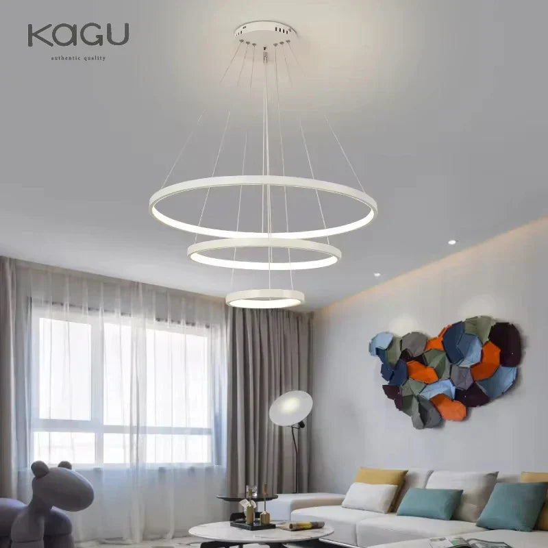 DecorBites™ ثريا سقف دائرية معلقة بإضاءة LED للمنزل العصري إضاءة داخلية