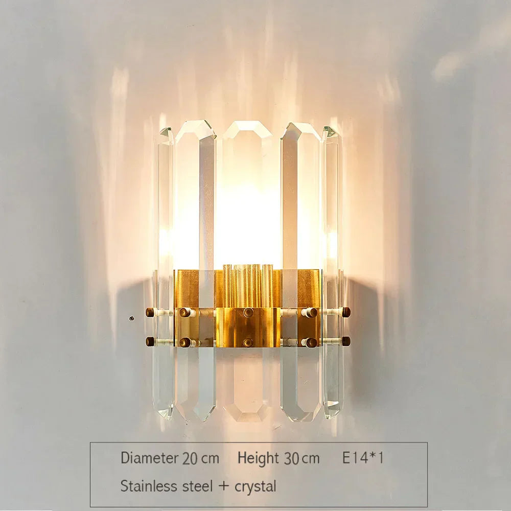 أضواء حائط كريستالية ذهبية من DecorBites™: إضاءة LED جدارية حديثة لغرفة النوم، غرفة المعيشة والحمام