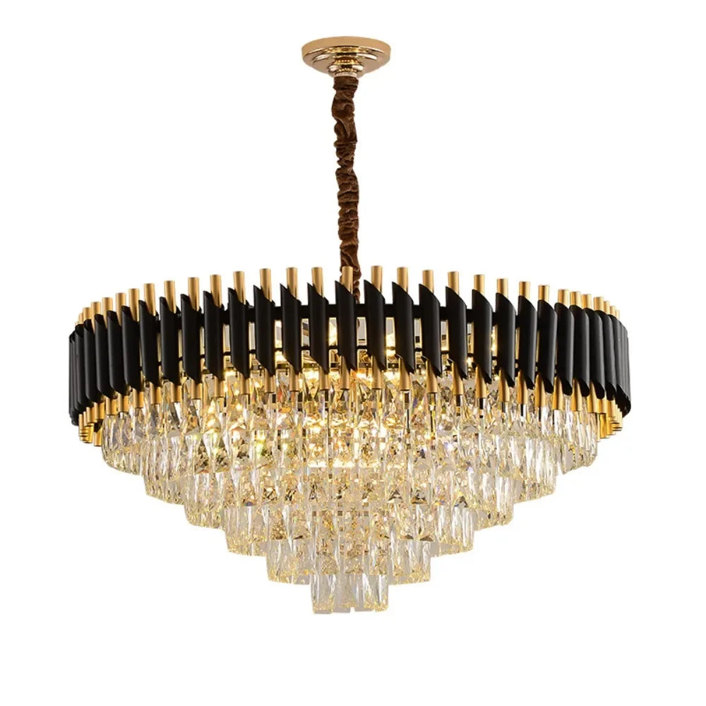 ثريا كريستال سوداء DecorBites™: إضاءة LED عصرية فاخرة لغرفة المعيشة وغرفة النوم