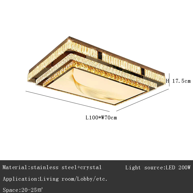 إضاءة سقف كريستال ذهبية من DecorBites™ - إضاءة LED فاخرة بلمسة مينيمالية - مصابيح كريستال من الفولاذ المقاوم للصدأ