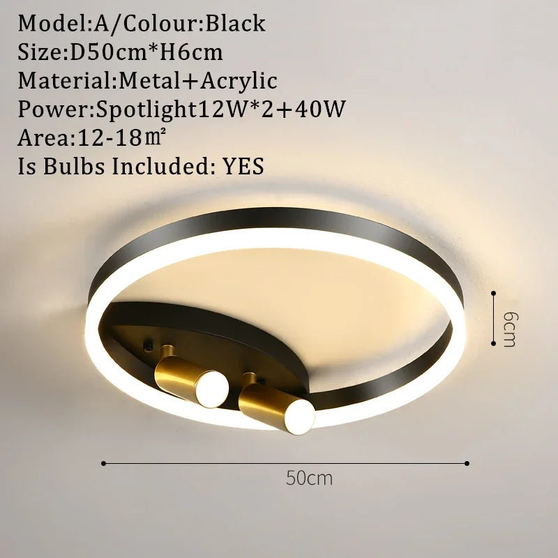 DecorBites™ مصابيح سقف LED ذهبية مع جهاز تحكم عن بعد، قابلة للتعتيم لغرفة المعيشة والمطبخ