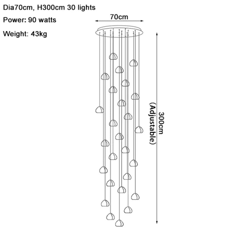 DecorBites™ Crystal Water Droplet Chandelier: Modern LED Staircase Pendant Light - Luxury Ball Hanging Lamp