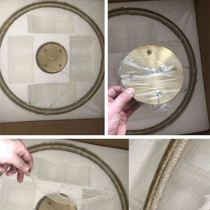 ثريا سقف دائرية ذهبية من DecorBites™ لغرفة النوم وغرفة الطعام والمعرض الفني، تركيبات إضاءة LED داخلية