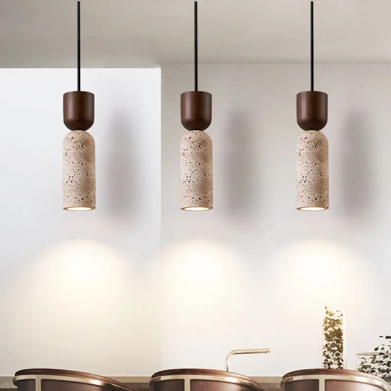 Wabi-Sabi Stone Pendant Light in Vintage French Style