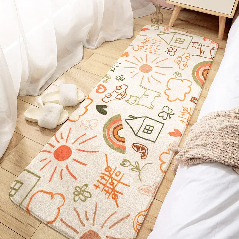 DecorBites™ Cozy Faux Lamb Wool Bedside Rug for Bedroom Decor Anti-Slip Soft Living Room Carpet