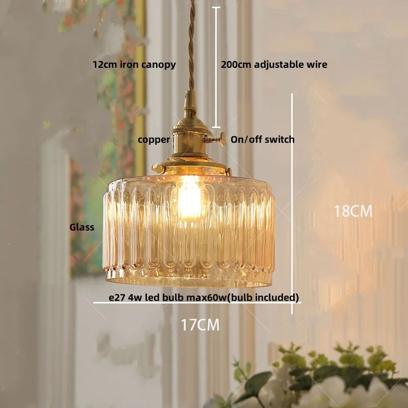 DecorBites™ Brass Glass LED Pendant Lights: Modern Nordic Hanging Lamp for Home Decor