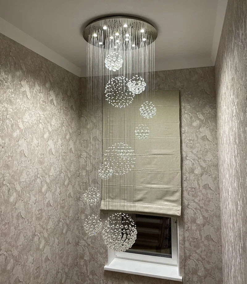 DecorBites™ Crystal Ball Design Chandelier Set - Large Elegant Lustre Lights D80xH300cm