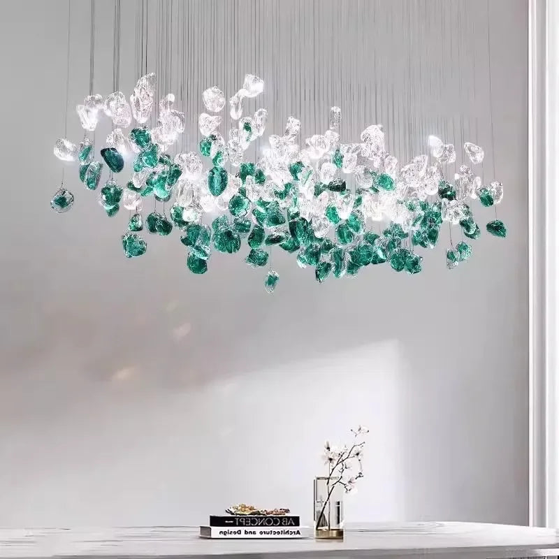 DecorBites™ Glass Stone Chandeliers: Modern Luxury LED Pendant Lights for Dining Room Art Decor
