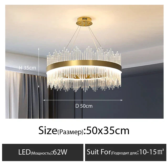 DecorBites™ Crystal LED Chandelier: Luxury Dimmable Pendant Light for Bedroom, Living, Dining Room