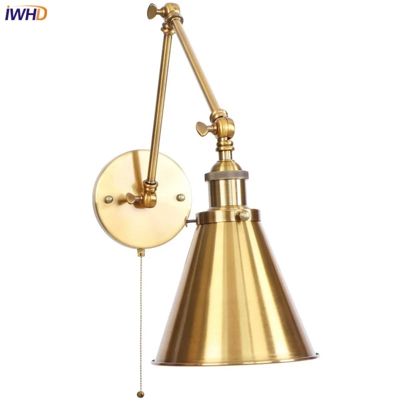 مصباح حائط DecorBites™ LED بذراع طويل مع مفتاح سحب لسلسلة للمنزل والفندق والحمام