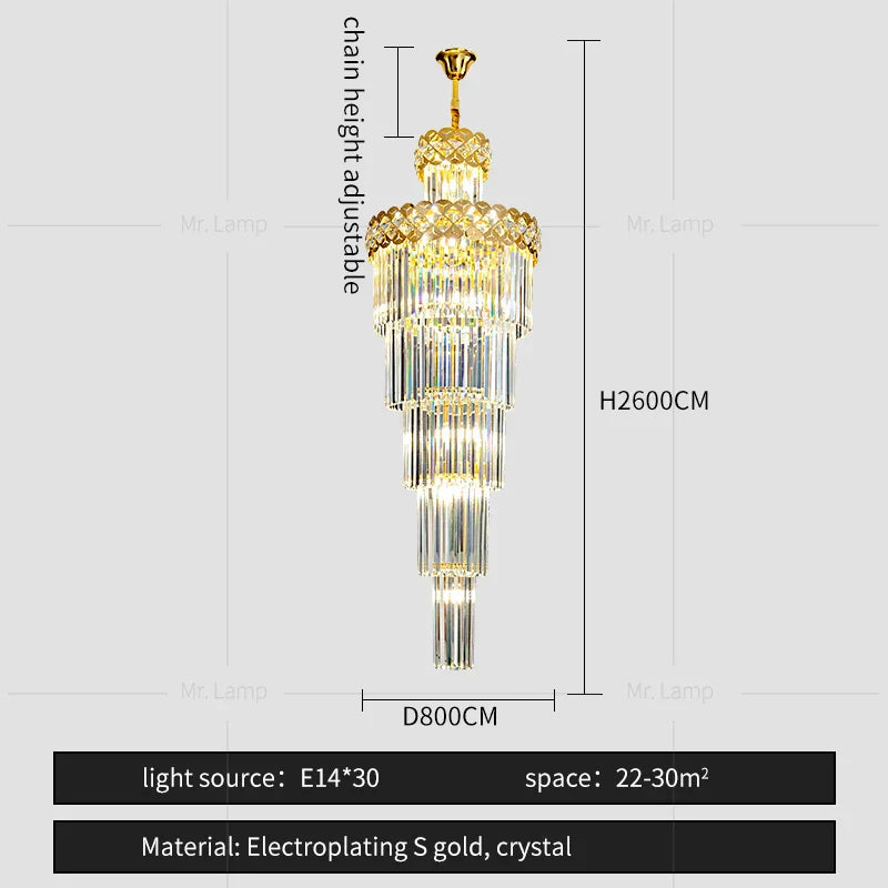 DecorBites™ Light Luxury Crystal Chandelier for Elegant Villa Living Room & Hotel Lobby