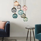 Modern Colorful Glass Pendant Light in Polished Chrome