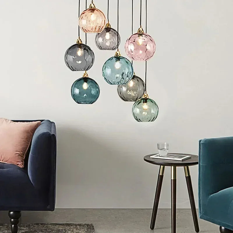 Modern Colorful Glass Pendant Light in Polished Chrome