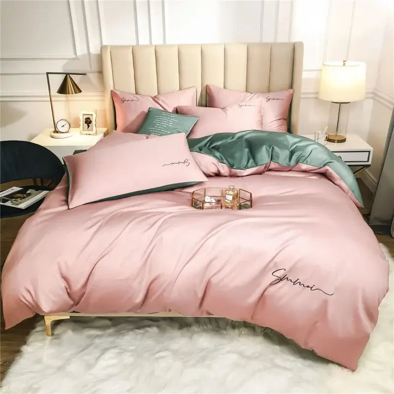DecorBites™ Egyptian Cotton Bedding Set with Sheet Pillowcase Blanket Cover - Queen King Size