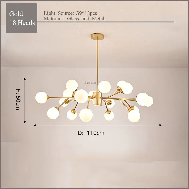 DecorBites™ ثريا سقف LED ذهبية سوداء لغرفة المعيشة وغرفة النوم تركيبات الإضاءة