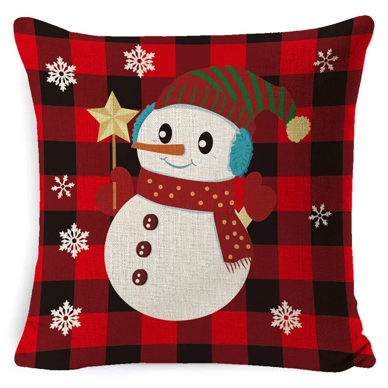 DecorBites™ Elk Print Linen Pillowcase: Festive Christmas Cushion Cover for Sofa - 2023 New Year Decor