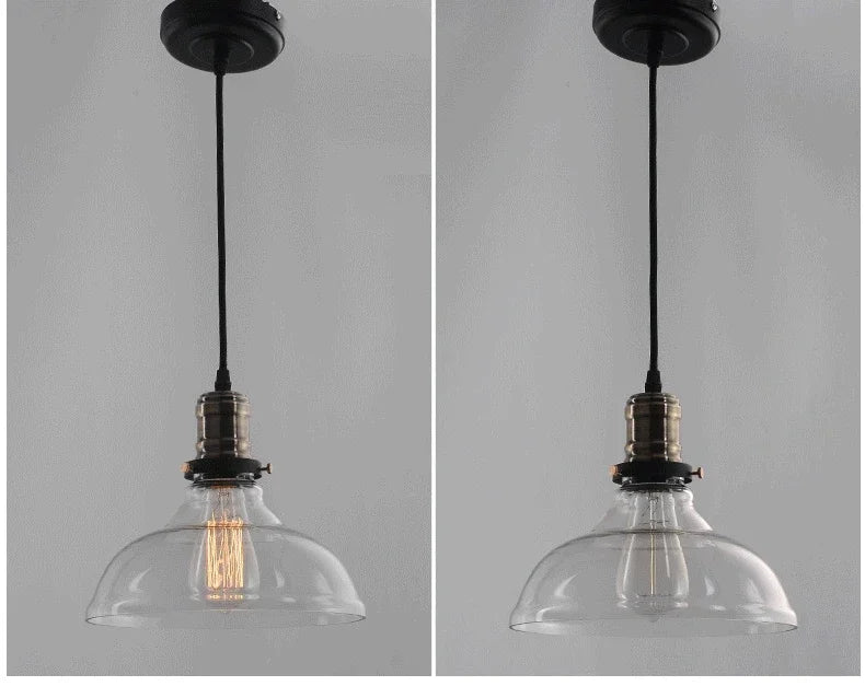 Nordic Vintage Glass Pendant Light in Clear or Amber