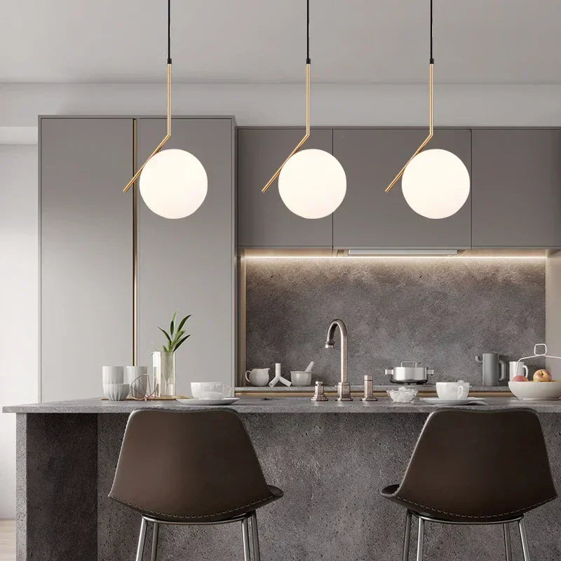 DecorBites™ Glass Ball Pendant Light Fixture Iron Luminaire Chandelier