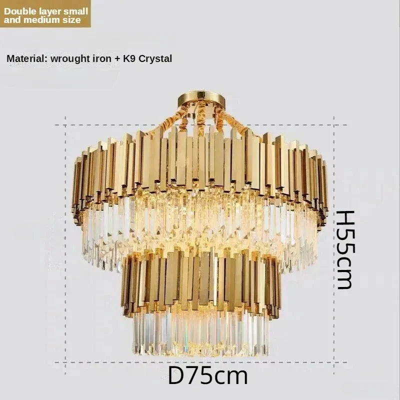 DecorBites™ Crystal Ceiling Chandelier: Luxury Round LED Light for Living Room, Artistic Home Decor