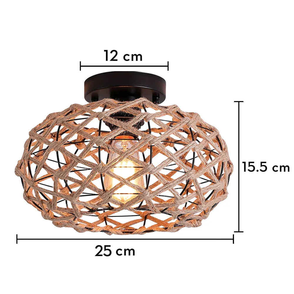 ثريا سقف بحبل القنب من DecorBites™ لغرفة النوم وغرفة المعيشة والمطبخ LED