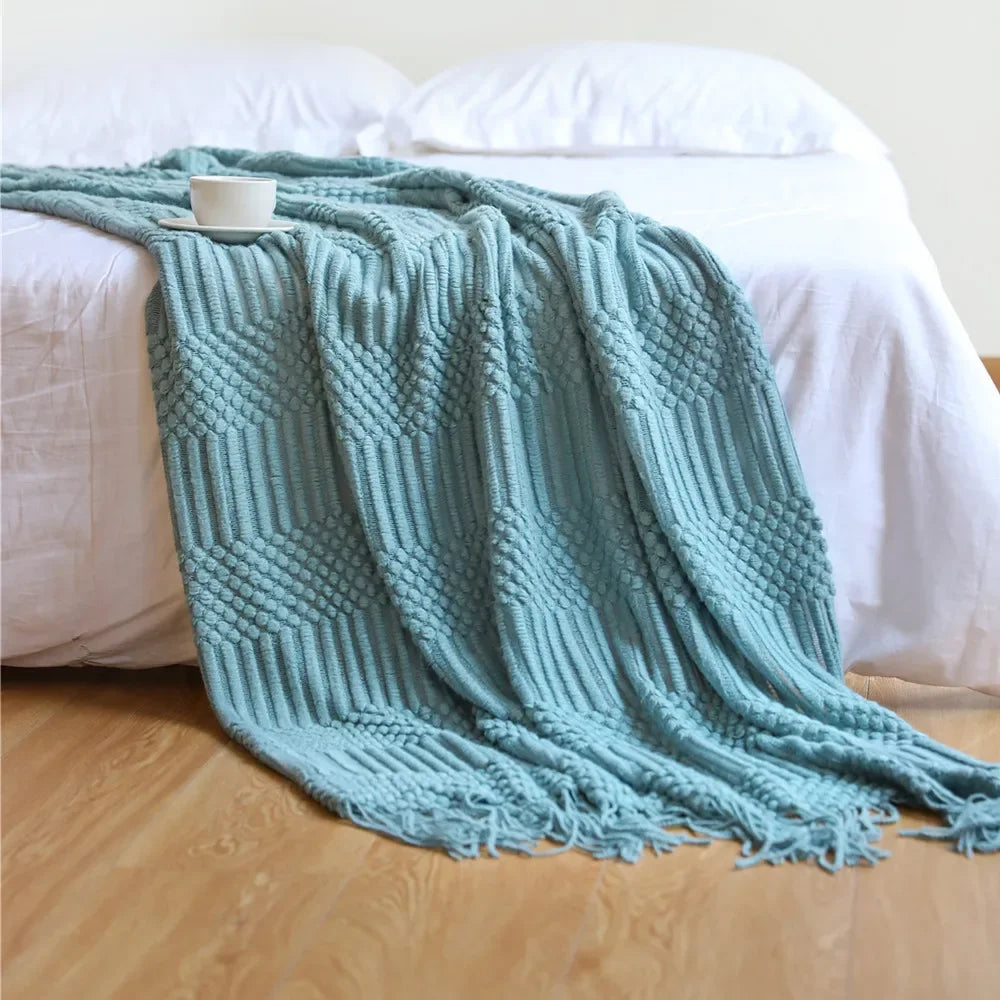 DecorBites™ Cozy Knitted Sofa Blanket - Winter Home Office Nap Comfort