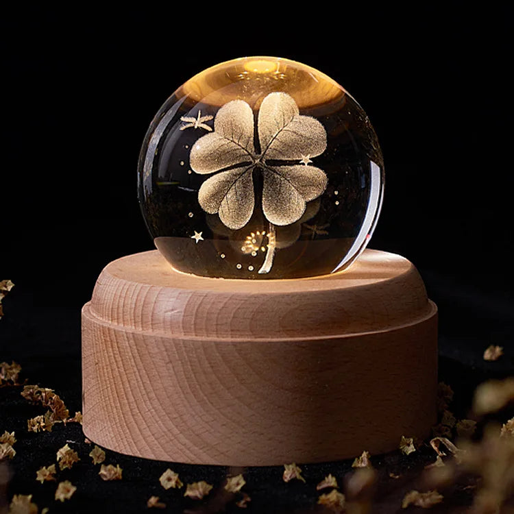DecorBites™ Crystal Ball Music Box: Rotating Light Projection, Birthday & Valentine's Day Gift