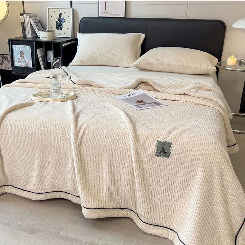 DecorBites™ Cozy Striped Knitted Velvet Blanket