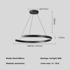 Modern Ring LED Pendant Light in Black or White